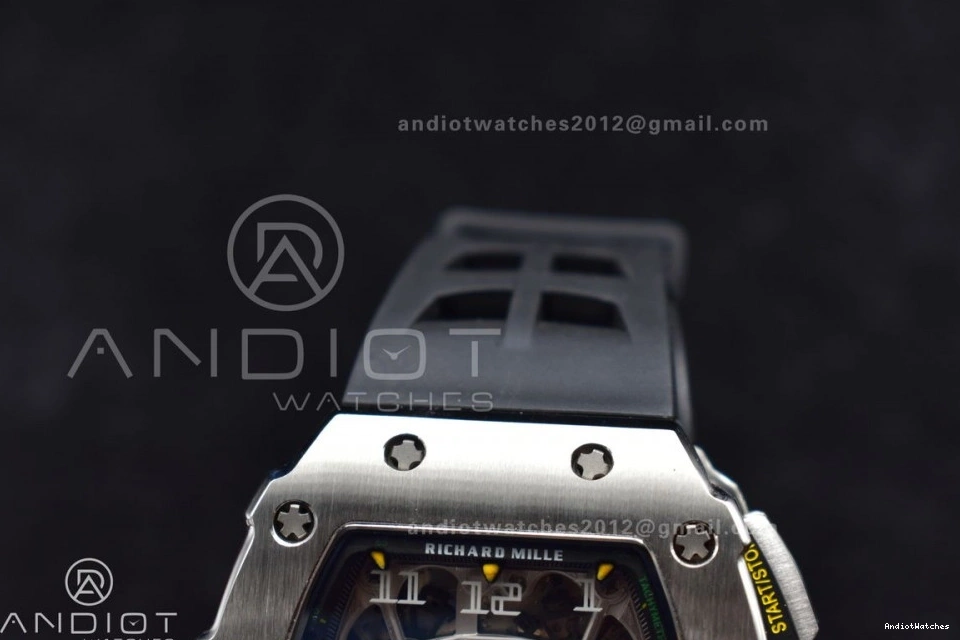 Chrono Strap V Edition Crystal Dial Black 1:1 KVF on Rubber RM011 Black SS 1025 Best Sophisticated A7750 0405